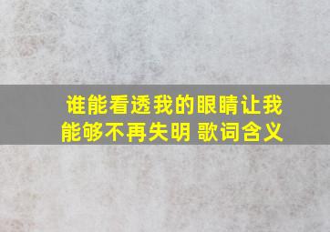 谁能看透我的眼睛让我能够不再失明 歌词含义